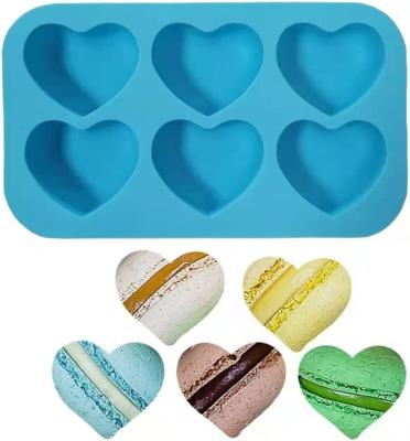 China Amazon Sustainable Hot Selling Heart Shaped Chocolate 6 Ice Cube Well Mold Non Stick Cake Mold For Home for sale