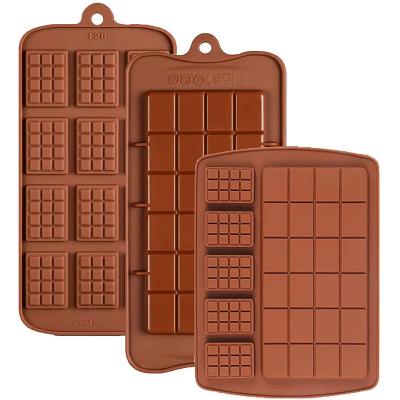 China Amazon Square Chocolate Bar Silicone Mold Waffle Chip Baking Mold Rectangular Chocolate Viable Mold for sale