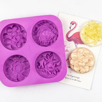 China Disposable 4 Cavity Round Shaped Handmade Custom Soap Molds , Chocolate Making , Candle Making for sale