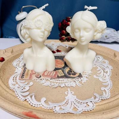 China Scented Candle Form Girl Silicone Mold Female Head Blindfold Viable Head Candle Mold for sale