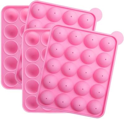 China Disposable Pink 20 Cavities Cake Pop Mold Set Hard Candy Lollipop Silicone Molds Party Cupcake for sale