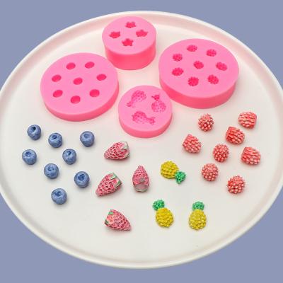 China Viable Fruit Chocolate Cake Silicone Mold Raspberry Blueberry Strawberry Decorating Mold for sale