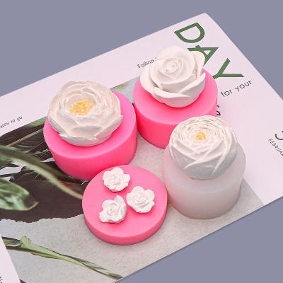 China Wholesale Viable Rose Flower Silicone Mold Flower Cake Mold Candle Mold For Handcraft for sale