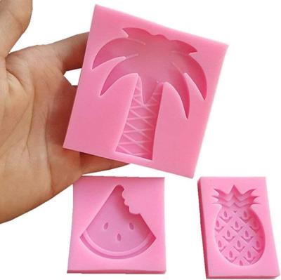 China Disposable Hawaiian Tropical Forest Theme Palm Tree Watermelon Pineapple Strawberry Silicone Molds Fondant Molds Coconut Rain for sale