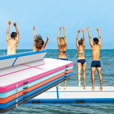 China Ready To Ship 4M Inflatable Air Track Tumbling Mat Cheerleader Gymnastics Air Floor Matte KC Pump for Home Fitness en venta