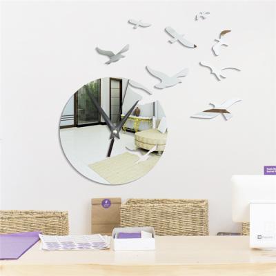 China ZB03 Bird Seagull Clock 3D Wall Stickers Contemporary Quartz Style Living Room Clock Antique Home Decoration for sale