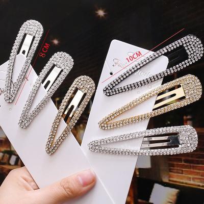 China Soft Golden Rhinestone Diamond Drip Fashion Geometry Crystal Metal Hair Clips Hair Clips For Women Hair Accessories for sale