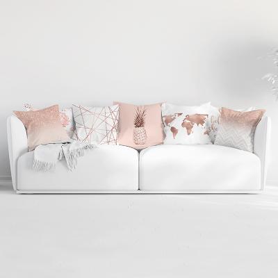 China Viable Rose Gold Powder Peach Skin Pillowcase Pillows Covers Sofa Waist Car Seat Cushion Cover Home Decor for sale