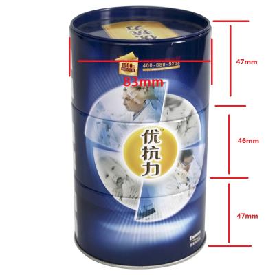 China Recycled Materials Manufacture Customized Stackable Round Stackable Tin Can Tin Box for sale