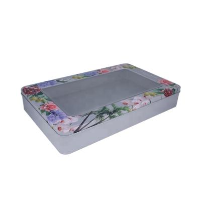 China Large Recyclable Makeup Packaging Tin With Clear Window On The Lid for sale