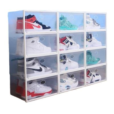 China New Style Sustainable Clear Stackable Plastic Shoe Organizer, Shoe Storage Box For Display for sale