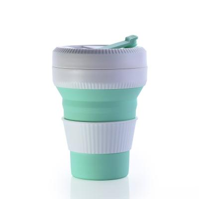 China Viable Colorful Silicone Folding Cup Telescopic Collapsible Silicone Coffee Travel Folding Cup for sale