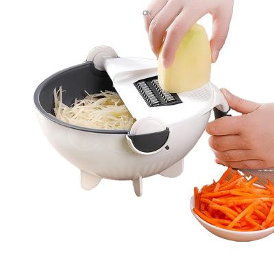 China 9 Viable Hot in 1 Kitchen Fruit and Vegetable Tools, Multifunctional Rotate Vegetable Cutter with Drain Basket for sale