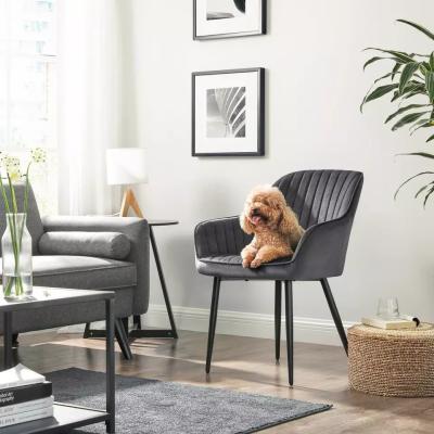 China 19,3 inch breedte Scandinavische stijl eetkamerstoelen zachte stoffen fluwelen zijstoel Te koop