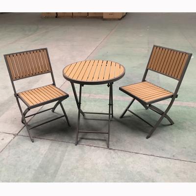 China 3 Piece Bistro Set Patio Weather Furniture Factory Wholesale Plastic Wood Set Garden Furniture Set for sale