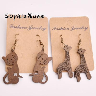 China SophiaXuan New Cartoon Hawaiian Popular Hot Selling Animal Stud Earrings Wholesale Hawaiian Fashion Wooden Stud Earrings for sale