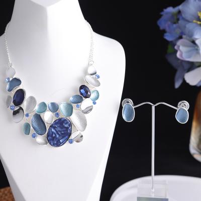 China Enemal SophiaXuan Fashion Gray Women Holiday Trend Alloy Geometric Chain Necklaces 2022 New Design Indian Bridal Enamel Jewelry Sets for sale