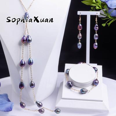 China New Wholesale Hawaiian Freshwater Dangling Samoan Hawaiian Pearl Jewelry Set Boho Chic Jewelry Drop Accessories From SophiaXuan for sale