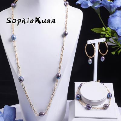 China New SophiaXuan Hawaiian Samoan Sets Wholesale Hawaiian Freshwater Drop Accessories Boho Chic Necklace Pearl Jewelry Set for sale