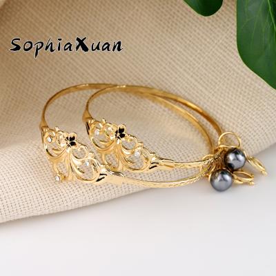 China SophiaXuan Fashion Bangle Jewelry Hawaiian Gold Plated Heart Charm Bracelets Bead Bangles for sale