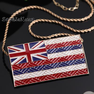 China SophiaXuan Munkalat Hawaiian Alu Pendant Gold Plated Enamel Polynesian Hawaii Male Flag Jewelry Zinc Alloy Hawaiian Necklace Pul for sale