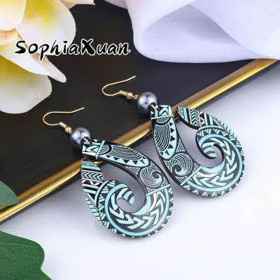 China New SophiaXuan Jewelry Hawaiian Samoan Blue Boho Boho Fashion Jewelry Chic Earrings Wholesale for sale