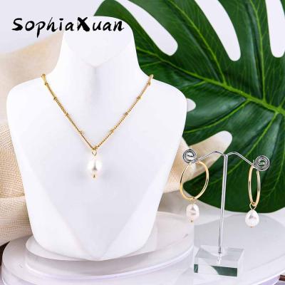 China SophiaXuan Hawaiian Pearl Set Polynesian Jewelry Set Hawaiian Jewelry Set Real Freshwater Pearl Earrings Wholesale for sale