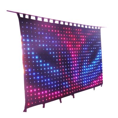 China Factory Price Double Deck Velvet LED DJ Lighting Party Club KTV Lighting Fireproof DMX512 Curtains RGB Control RGB Sound Support for sale