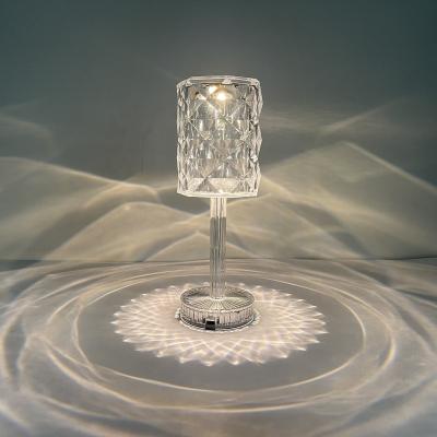 China Modern Luxury Rose Romantic Crystal Table Light Living Room Touch Lamp Bedroom Study Table Lamp for sale