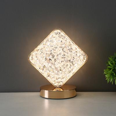 China Modern Nordic Square Creative Acrylic Crystal Table Lamp Touch Color Changing Bedside LED Night Lights for sale