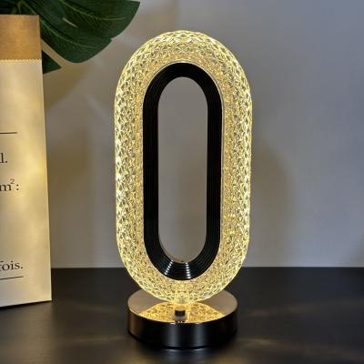 China Modern Restaurant Wireless Touch Crystal Table Lamp Battery Rechargeable Diamond Desk Table Light for Bedside for sale