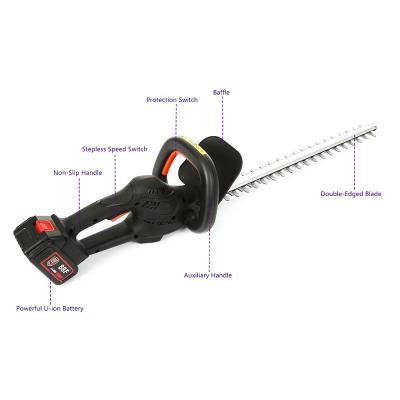 China Action Cordless Electric Rechargeable Li-ion Dual Li-ion Battery Hedge Trimmer Handheld Li-ion 18V/21V Cordless Hedge Trimmer Zj-001 for sale