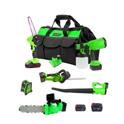 China Easy Carry The Purples High Quality Garden Tool Kit In Bag Professional Cordless Garden Tools Equipment Grass Trimmer For Wholesale Price for sale