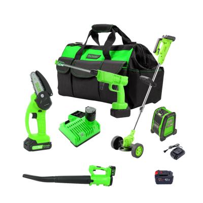 China Carry The Purples High Quality easy Mini Garden Tools Set in professional bag lithium cordless machine- the combo set for wholesale price for sale