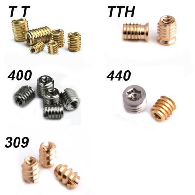 China Heavy industry supply internal and external threads screwed into the 307 309 brass self-tapping plastic inserts nut and screw for sale