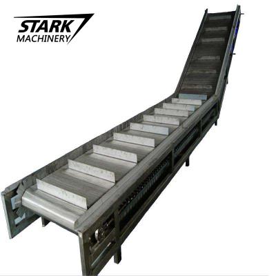 China Heat Resistant Lifting Feeding Stainless Steel Conveyor Belt Transfer Conveyor With Hopper for sale