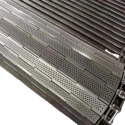 China Heat Resistant 304 Stainless Steel Plate Chains Belts Wire Mesh Conveyor Belt With Chains Food Grade for sale