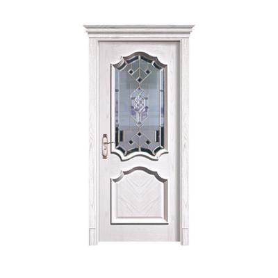 China 2019 new model design interior door traditional MDF bathroom glass door wooden door for sale