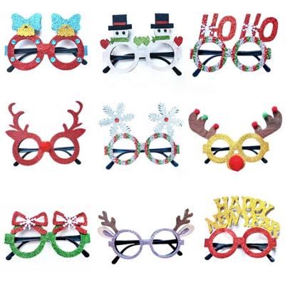 China Creative Colorful PP Snowman Deer Horn Father Christmas Glasses For Merry Christmas Kids Gift Partyneeds Party Supplies Decoration for sale