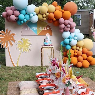 China Modern cameo style yellow orange blue brown themed latex balloons arch garland chain kit for kids boy girl birthday baby shower deco for sale