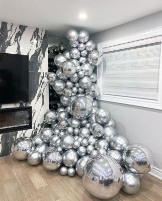 China Metallic Latex Chrome 4D Round Globe Foil Latex Balloon Arch Garland Kit for Adults Birthday Party Garden Windows Windows Decoration for sale