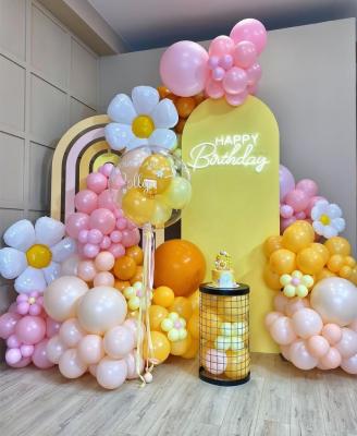 China Decoration Wedding Party Birthday Celebration Latex Daisy Flower Latex Foil Balloon Arch Kit Orange Yellow Pink Garland For Baby Shower Girl Birthday Party Supply Glamping Deco for sale