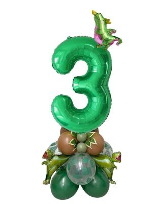 China Gift Toy Birthday 32Inch Dinosaur Jungle Jungle Bunch Animal Green Number Columns Balloon For Pool Party Window Boy Birthday Baby Shower Glamping Deco for sale