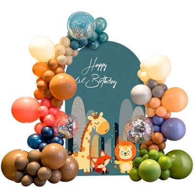 China Wild Latex Mori Colors Themed Retro Balloons Chain Arch Garland Kit For Boy Birthday Partyneeds Garden Windows Deco for sale