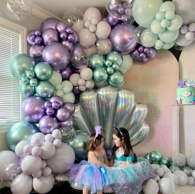 China Latex Foil Mermaid Party Rainbow Gradients Balloons Arch Holder Chain Kit for Pool Baby Shower Mermaid Birthday Party Glamping Deco for sale