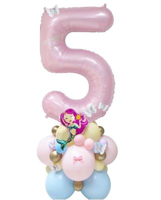 China Toy Birthday Gift 40 Inch Cute Mermaid Butterfly Number Balloons Installed For Pool Party Window Girl Birthday Baby Shower Indoor Outdoor Decoration for sale