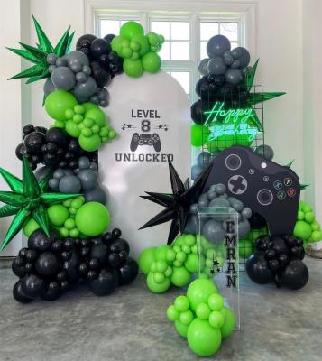 China Game Theme Balloon Arch Garland Indoor Outdoor Black Green Kit for Kid Boy Man Birthday Father's Day Club Party Birthday Decoration for sale