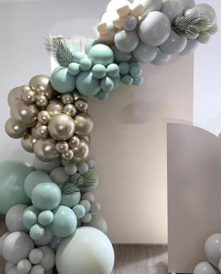 China Latex Mint Green Metallic Gold Colors Balloons Arch Garland Chain Kit for Birthday Baby Shower Party Windows Outdoor Deco for sale