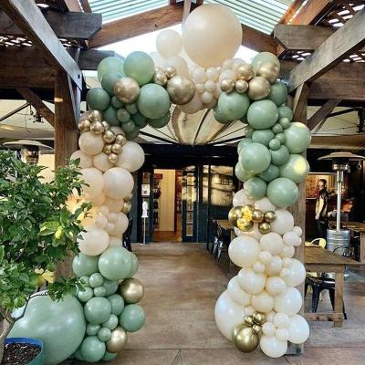 China Gift Toy Decoration Sand Avocado Green Chrome White Balloons Arch Garland Kit for Birthday Baby Shower Party Garden Windows Decoration for sale