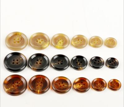 China Polyester Round Buttons Mens Dry Cleaning Size Quality 4 Hole Horn Suit Buttons Wholesale for sale